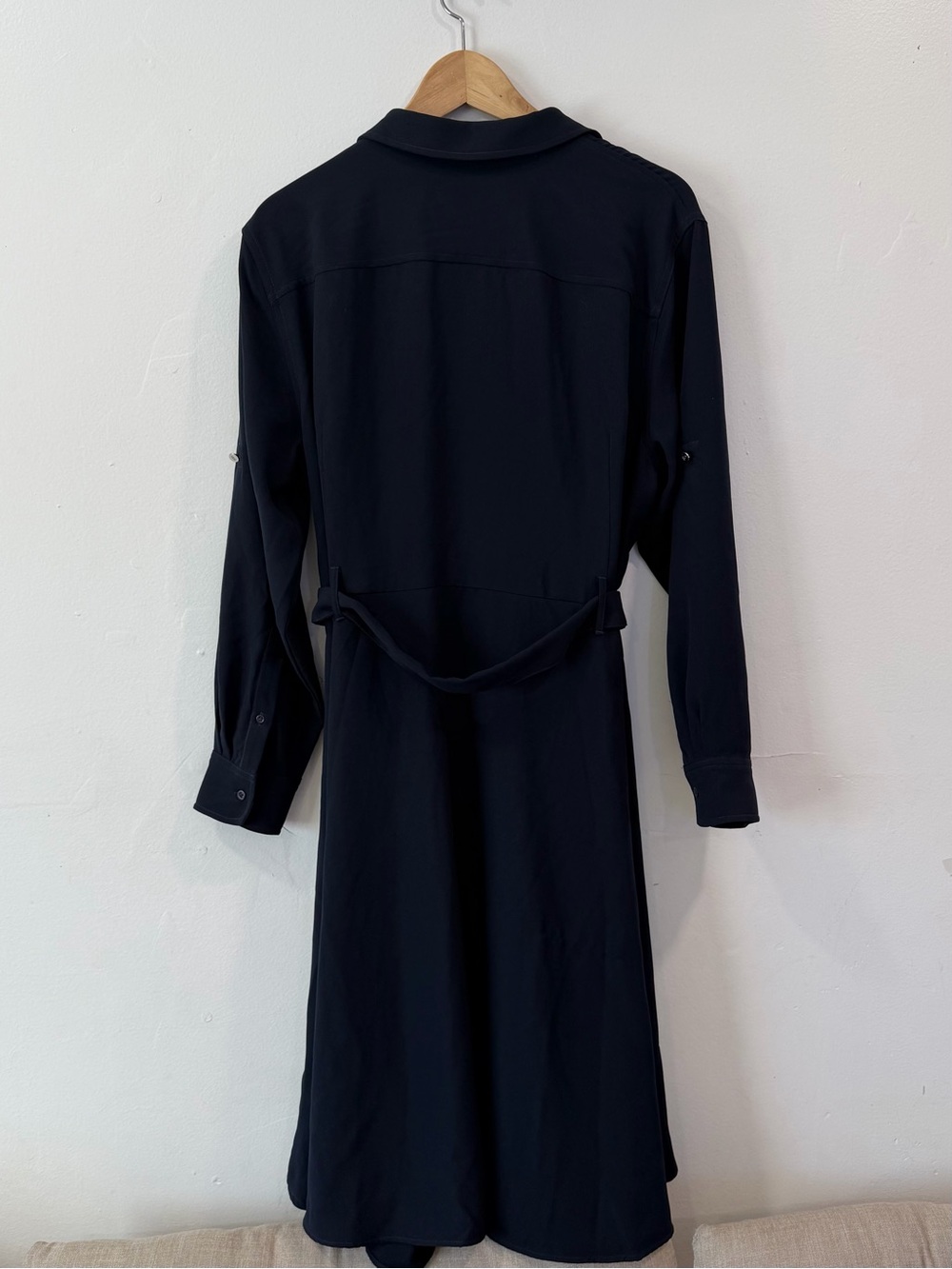 Lauren Ralph Lauren Belted Button Down Navy Blue Midi Dress Quiet Luxury - Picture 3 of 6